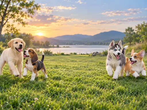 Puppy Playgroup on the Lawn — Pets wallpaper