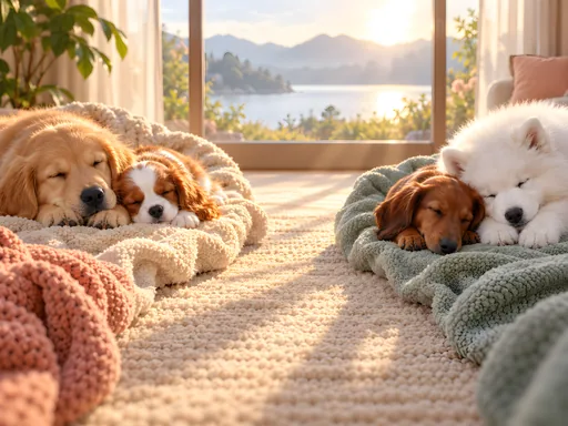 Sleepy Puppies on Blankets — Pets wallpaper