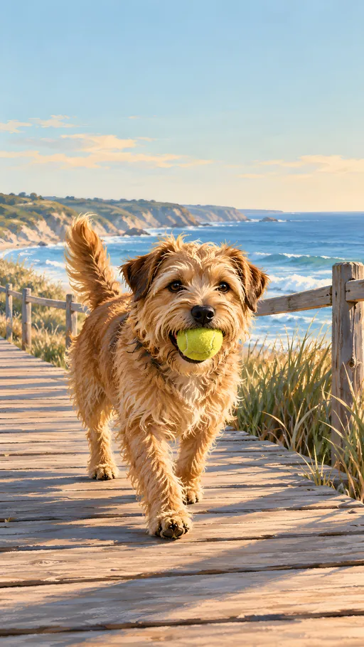 Terrier with a Tennis Ball — Pets wallpaper