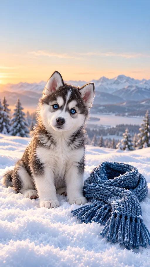 Husky Puppy in Fresh Snow — Pets wallpaper