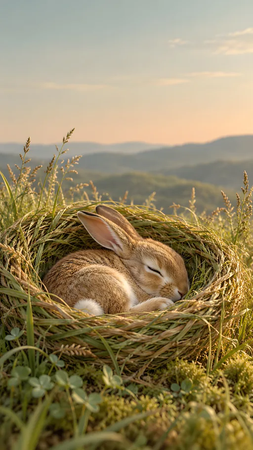 Rabbit in a Grass Nest — Pets wallpaper