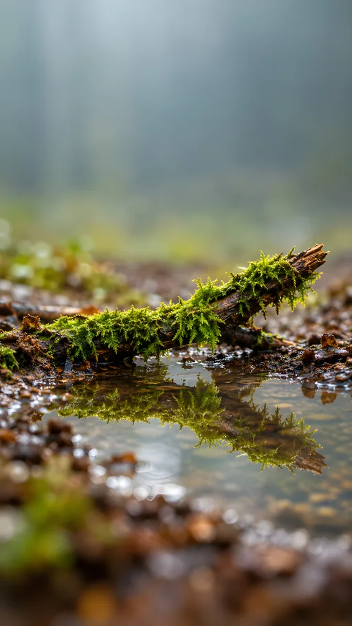 Mossy Twig in a Puddle — Flowers & Plants wallpaper