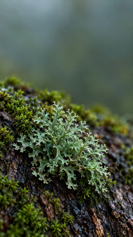 Lichen on Rain-Dark Bark — Flowers & Plants wallpaper
