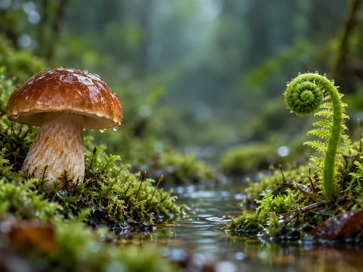 Mushroom and Fern Sprout — Flowers & Plants wallpaper