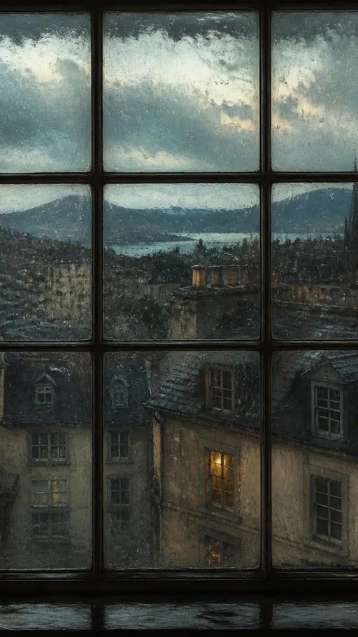 Raindrops Covering A Large Old Window — Seasons & Weather wallpaper
