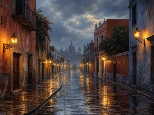 Broad Rain-drenched Street Curving — Seasons & Weather Galaxy Fold wallpaper