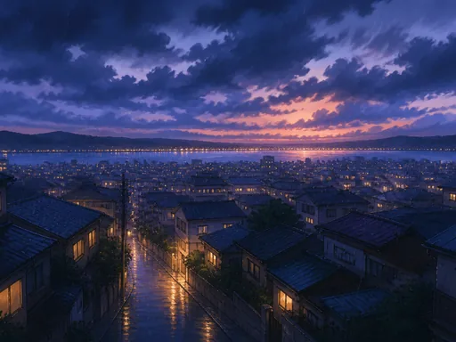Wide Anime-inspired Rainy City Edge After — Seasons & Weather Galaxy Fold wallpaper