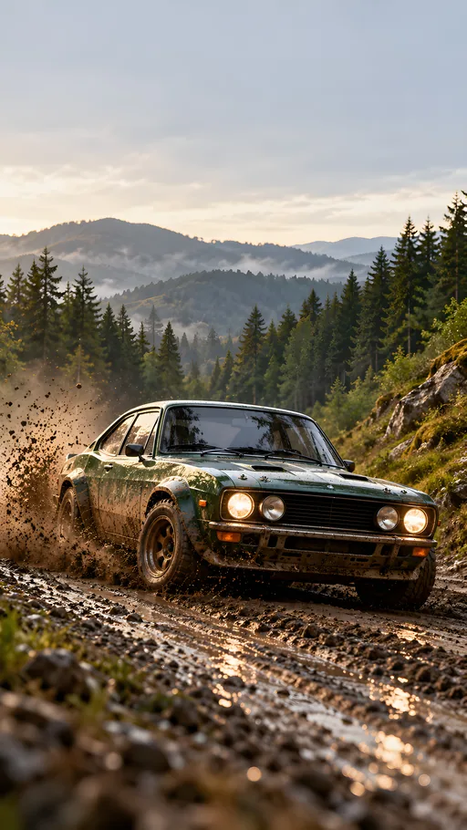 Rally Coupe on the Muddy Track — Cars & Vehicles phone wallpaper