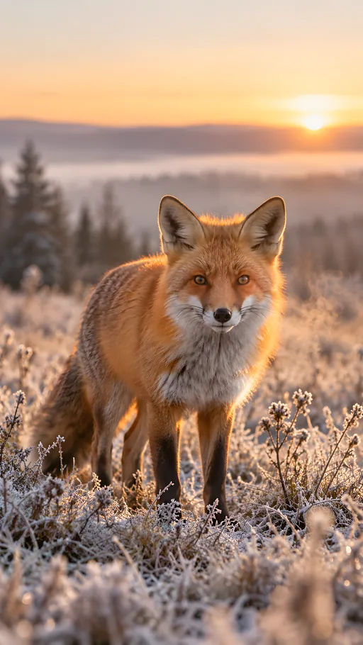 Red Fox in a Frosty Meadow — Animals & Wildlife wallpaper