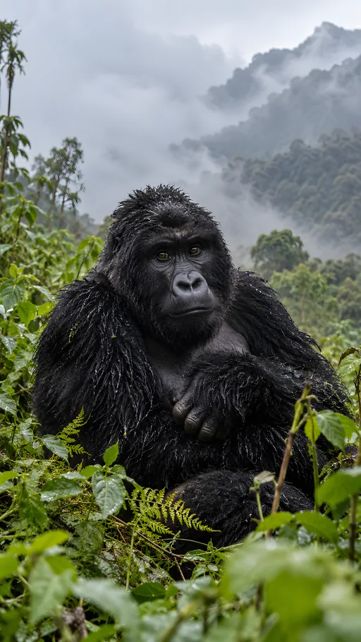 Mountain Gorilla in the Mist — Animals & Wildlife wallpaper