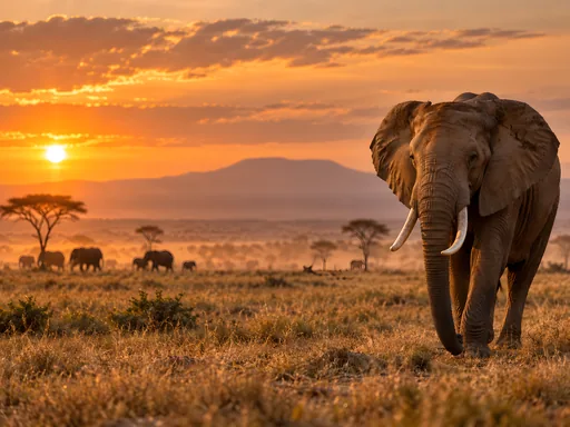 Elephant Matriarch at Golden Hour — Animals & Wildlife wallpaper