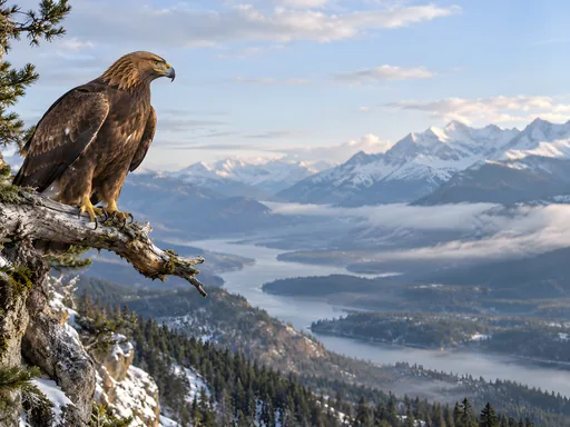 Golden Eagle on an Alpine Branch — Animals & Wildlife wallpaper