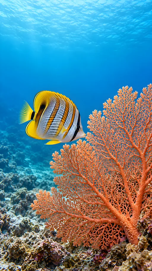 Butterflyfish and Fan Coral — Animals & Wildlife wallpaper
