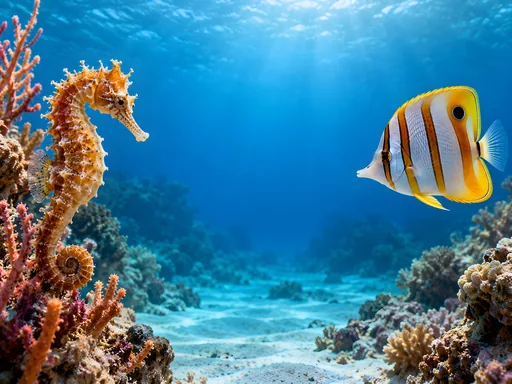 Seahorse and Butterflyfish — Animals & Wildlife wallpaper