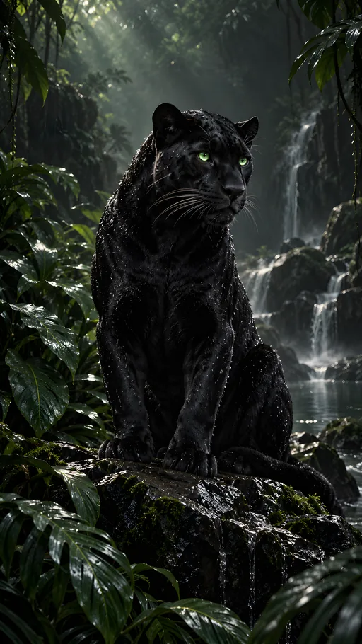 Black Panther Among Emerald Leaves — Animals & Wildlife wallpaper