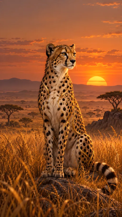 Cheetah in Amber Grass — Animals & Wildlife wallpaper
