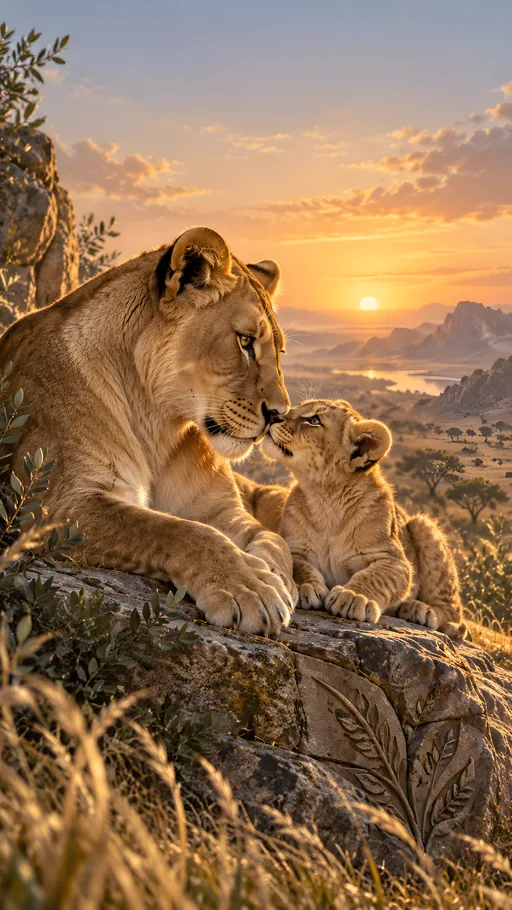 Lioness and Cub at Dawn — Animals & Wildlife wallpaper