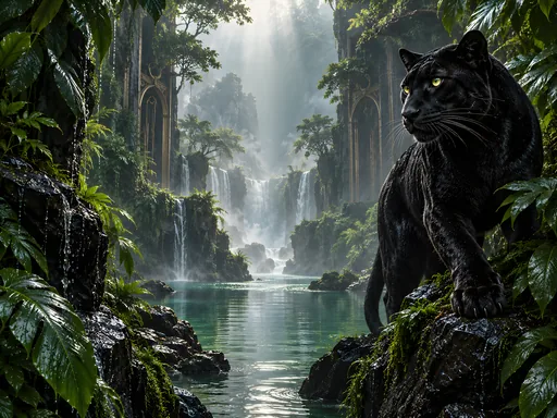 Black Panther in a Jungle Alcove — Animals & Wildlife wallpaper