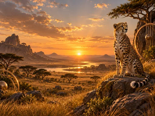 Cheetah on the Amber Savanna — Animals & Wildlife wallpaper