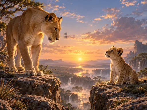 Lioness and Cub at Dawn — Animals & Wildlife wallpaper