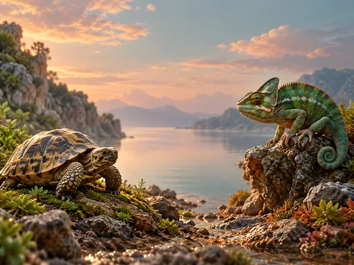 Tortoise and Chameleon — Animals & Wildlife wallpaper