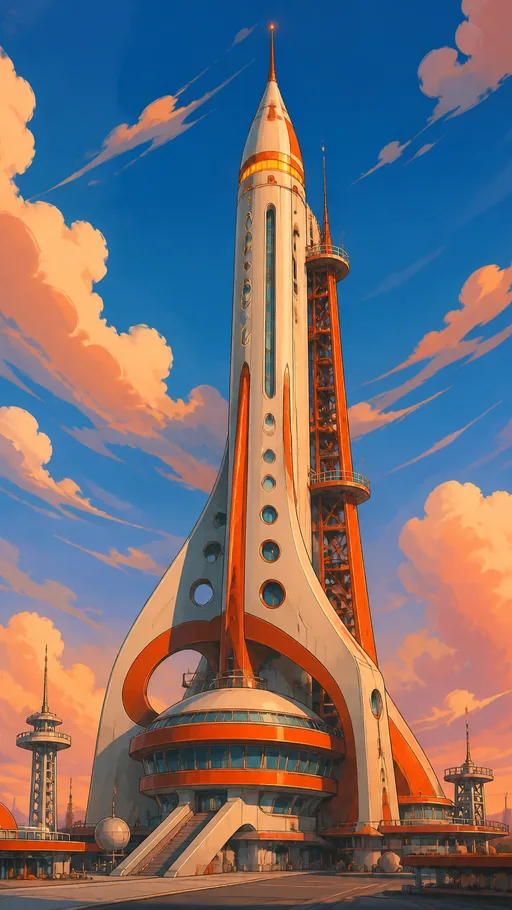 Tall Retro-futurist Launch Tower — Technology wallpaper