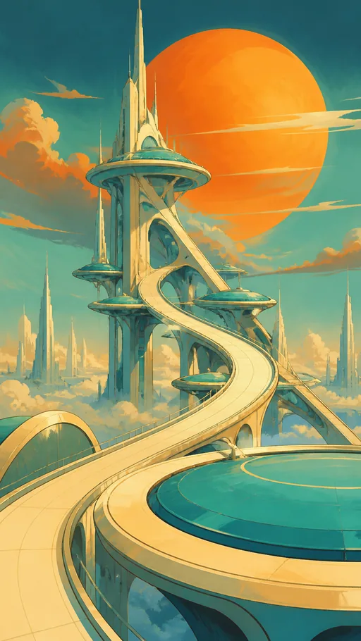 Hand-painted Retro-futurist Animated Design — Technology wallpaper