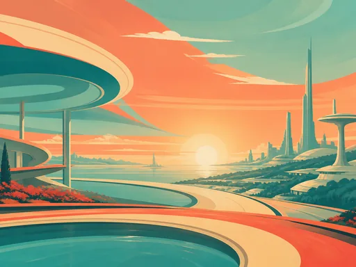 Hand-painted Retro-futurist Animated Design — Technology wallpaper