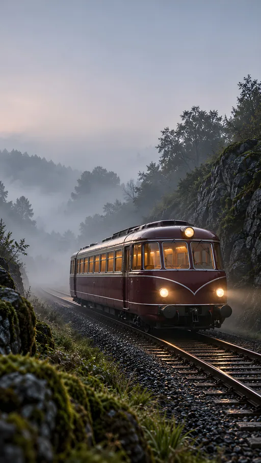 Streamlined Railcar in the Fog — Cars & Vehicles phone wallpaper