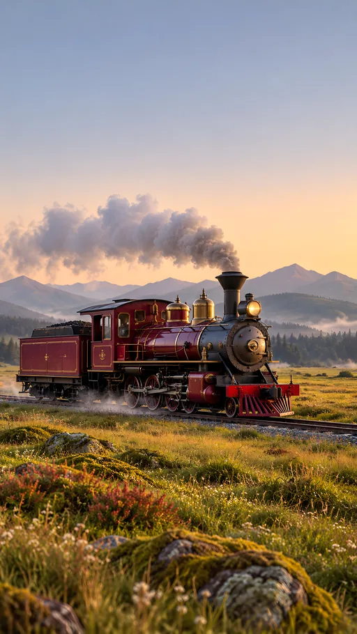 Narrow-Gauge Engine in the Meadow — Cars & Vehicles phone wallpaper
