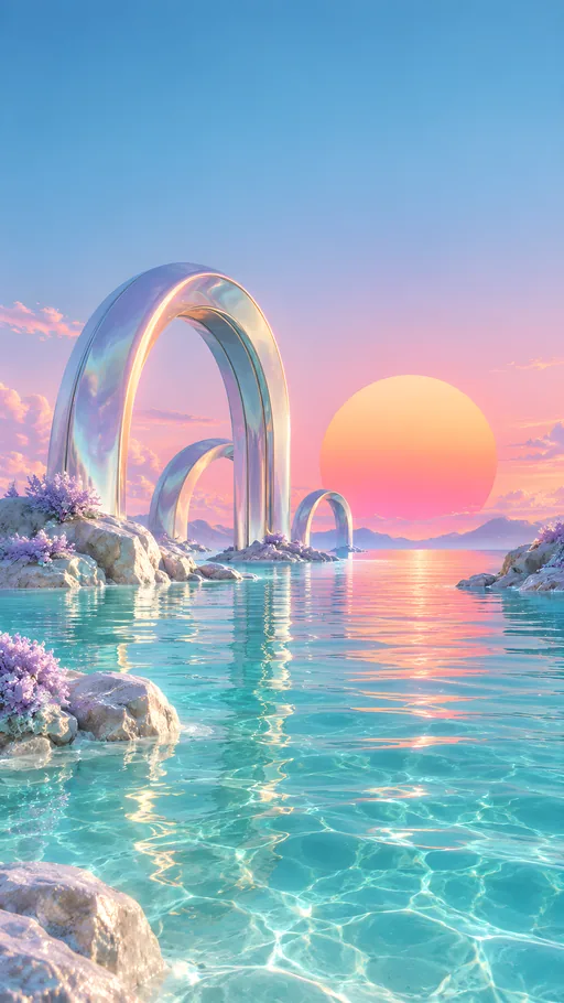 Vaporwave Pearl Horizon — Technology wallpaper