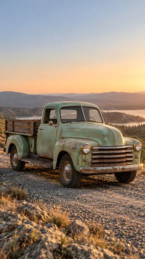 Utility Pickup on the Gravel Verge — Cars & Vehicles phone wallpaper