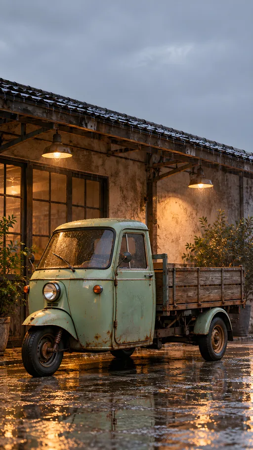 Three-Wheel Delivery Truck — Cars & Vehicles phone wallpaper