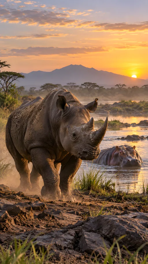 Black Rhino in Terracotta Dust — Animals & Wildlife wallpaper