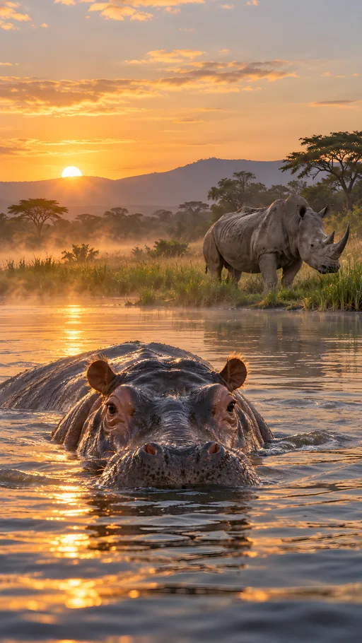 Hippo at Sunrise — Animals & Wildlife wallpaper