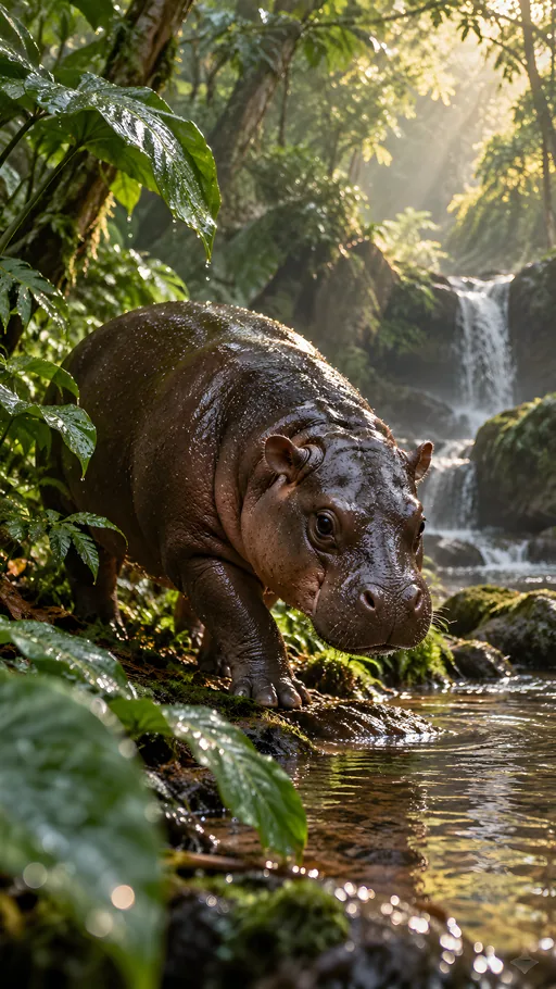 Pygmy Hippo in the Rainforest — Animals & Wildlife wallpaper