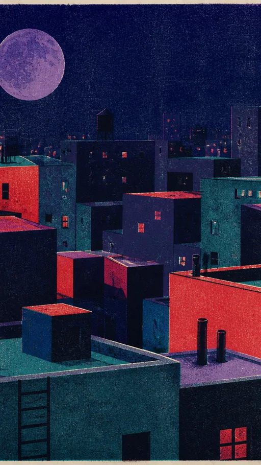 Night City Rooftops Arranged As Simplified — Art & Illustration wallpaper