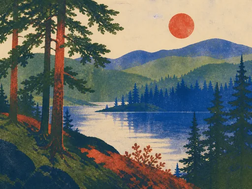Broad Risograph Landscape — Art & Illustration Galaxy Fold wallpaper