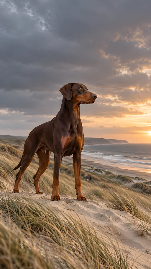 Red Doberman on a Dune — Pets wallpaper