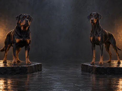 Rottweiler and Doberman in the Studio — Pets wallpaper