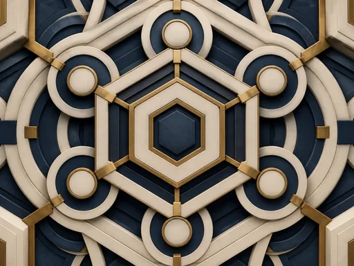 Interlocking Hexagonal Rings And Circular Pathways — Abstract Galaxy Fold wallpaper