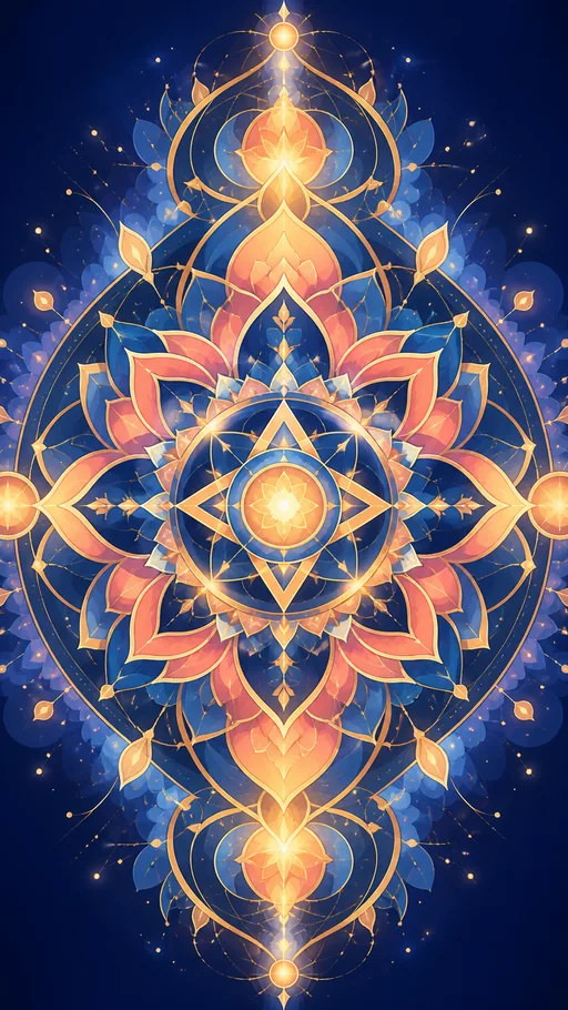 Tall Luminous Mandala Built — Abstract wallpaper