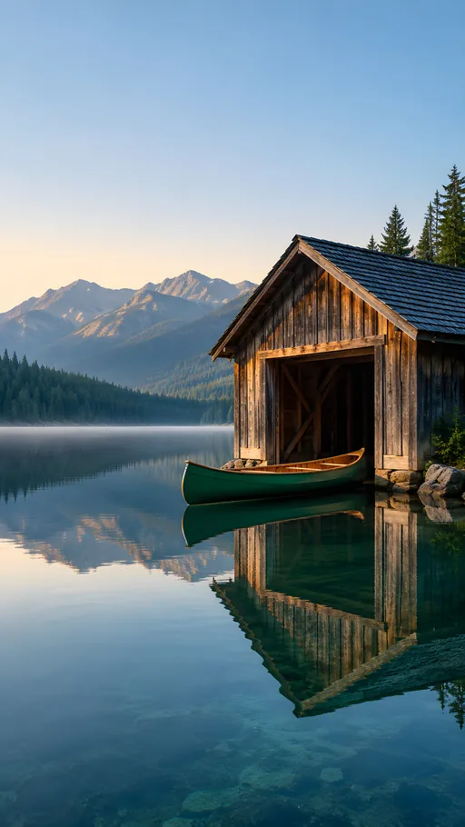 Boathouse and Canoe — Cars & Vehicles phone wallpaper
