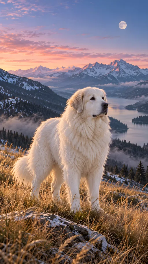 Great Pyrenees in Golden Grass — Pets wallpaper