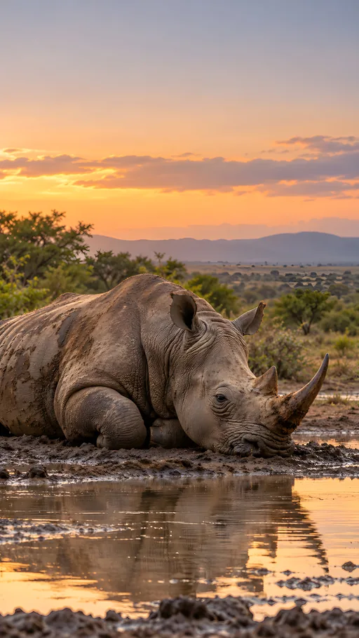 Rhino by the Waterhole — Animals & Wildlife wallpaper