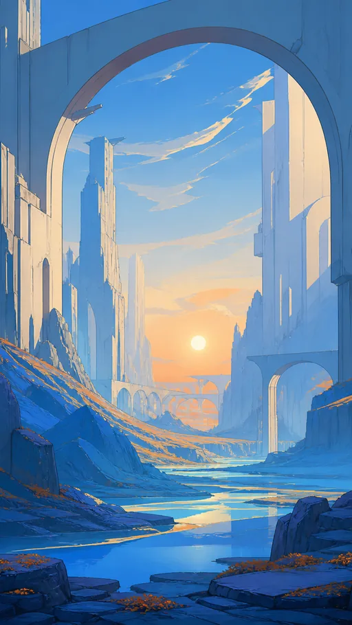 Grand 2D Animated Science-fiction Environment — Technology wallpaper