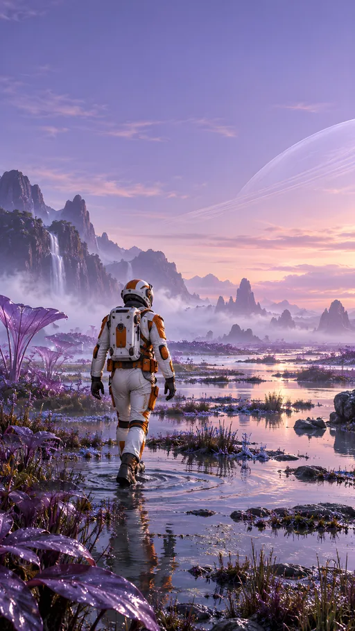 Explorer in an Alien Wetland — Technology wallpaper