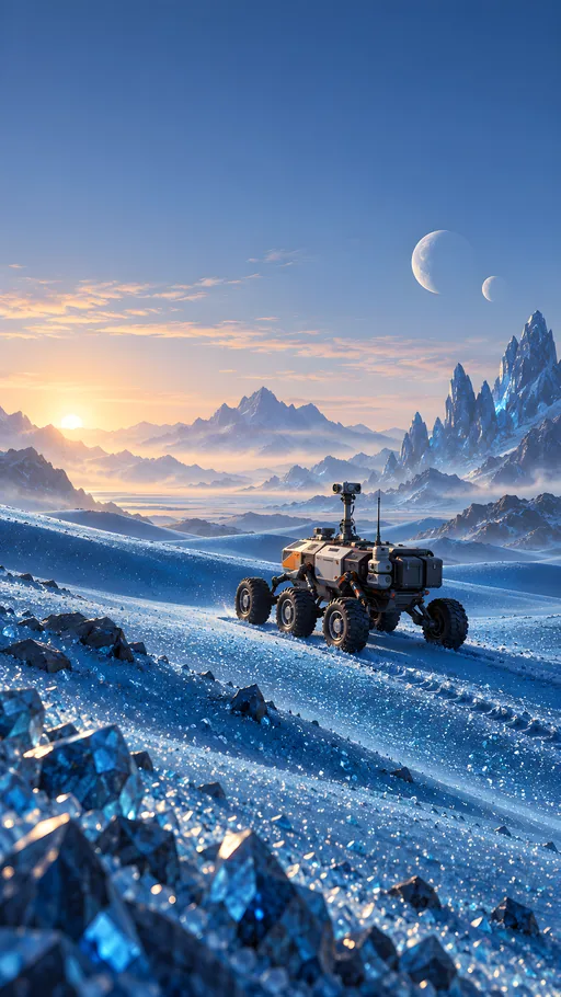 Rover on Blue Crystal Dunes — Technology wallpaper