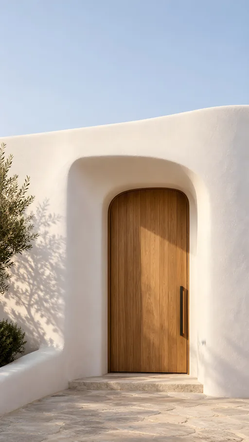 Wooden Doorway in a White Wall — Cities & Architecture wallpaper