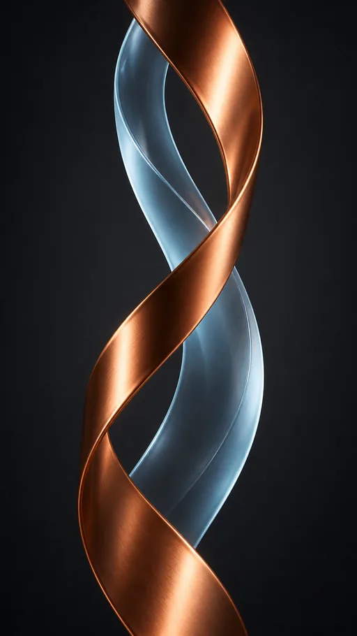 Vertical Copper-metal Ribbon Twisting Once Around — Abstract wallpaper